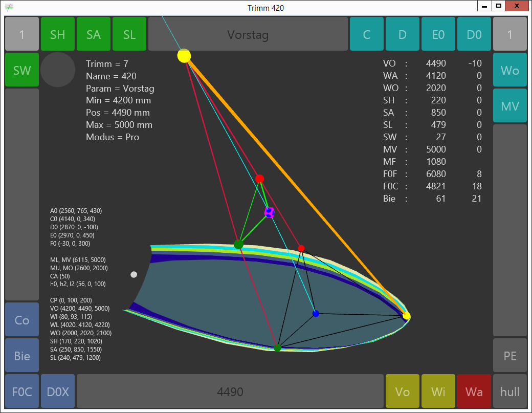 Screenshot of Trimm 420 app with page 1 selected